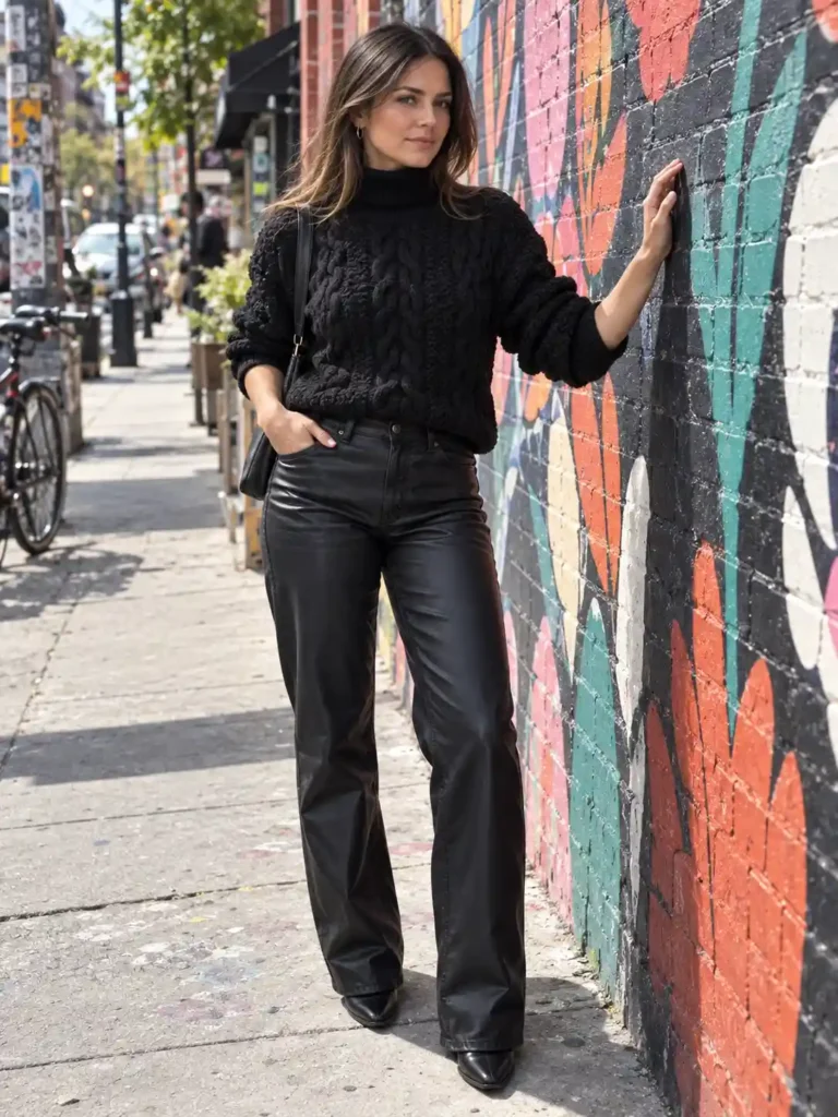 Cable-knit turtleneck