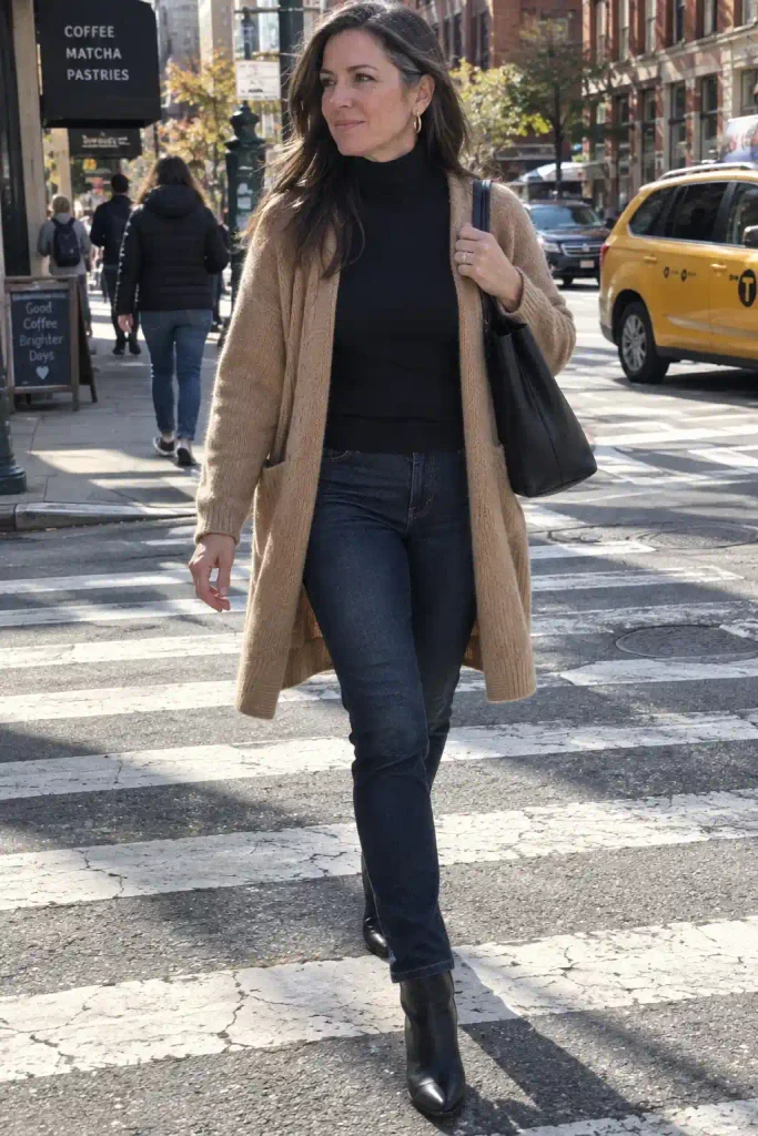 Camel long cardigan