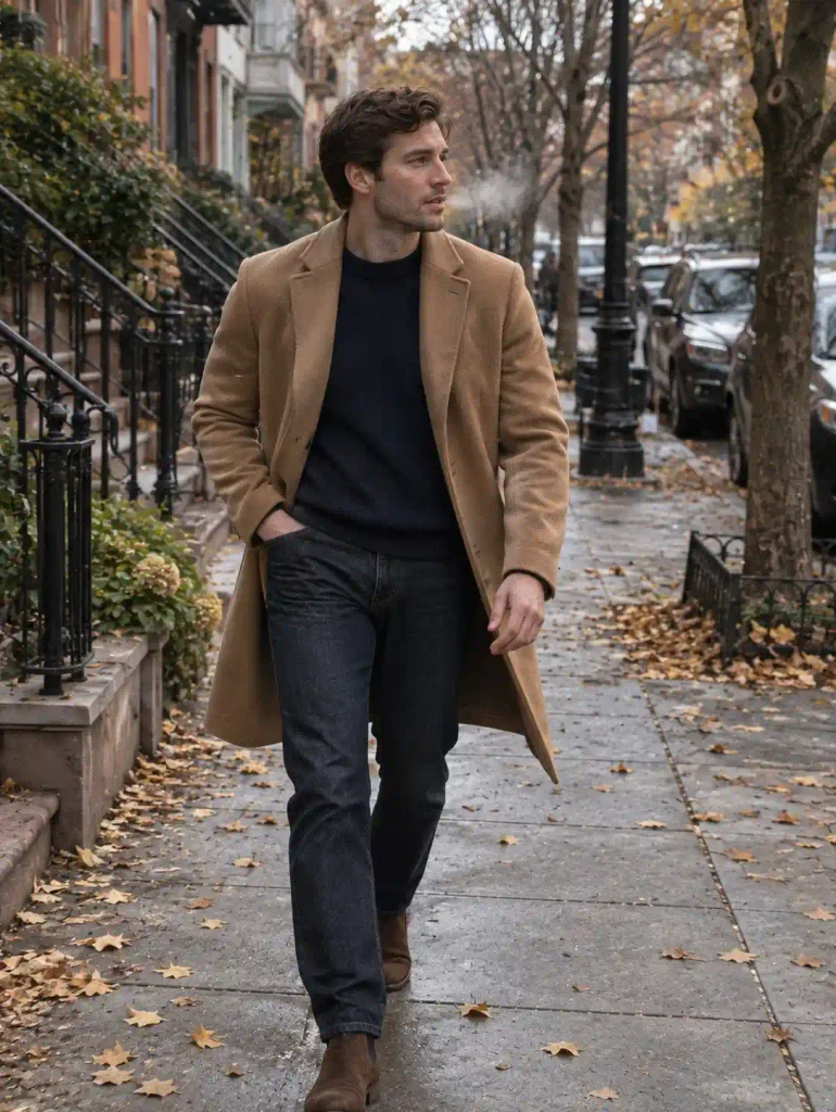 Camel or tan overcoat