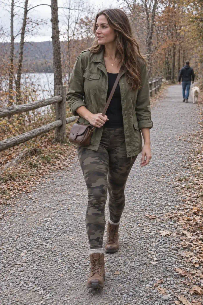 Camo-print leggings with