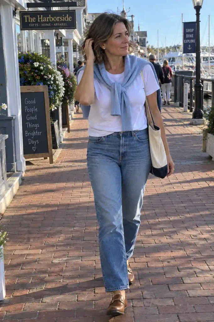 Cardigan draped over the shoulders