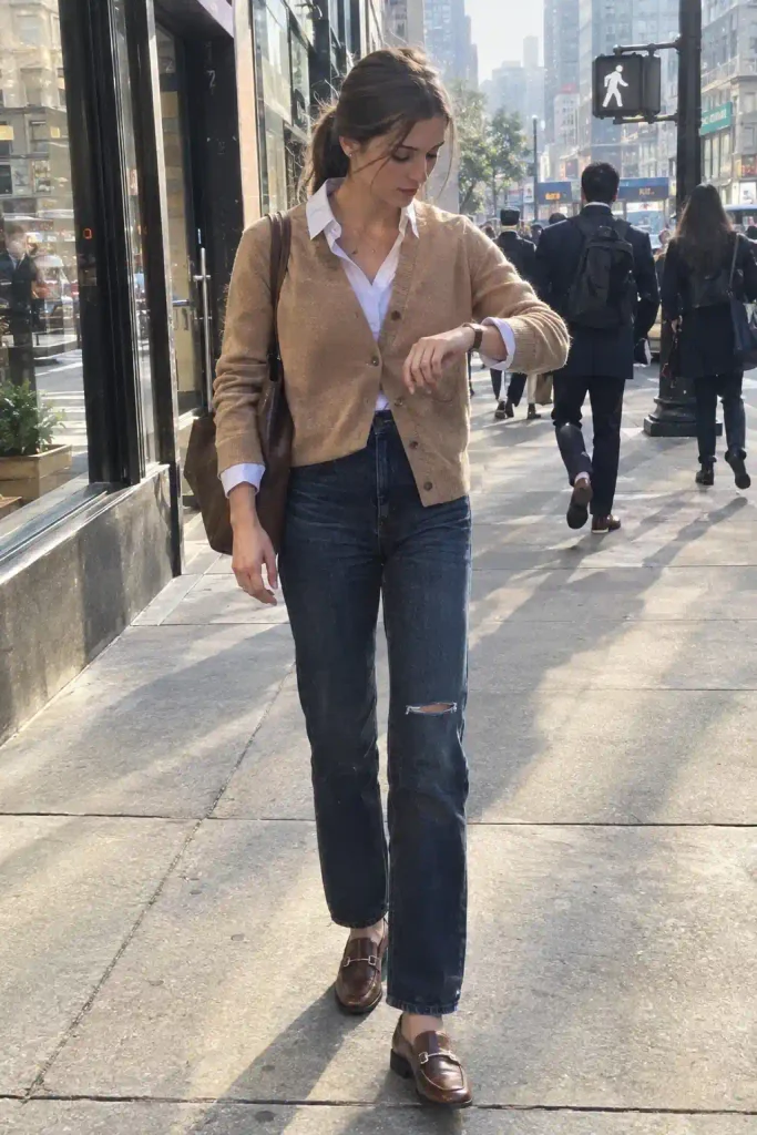 Cardigan layered over
