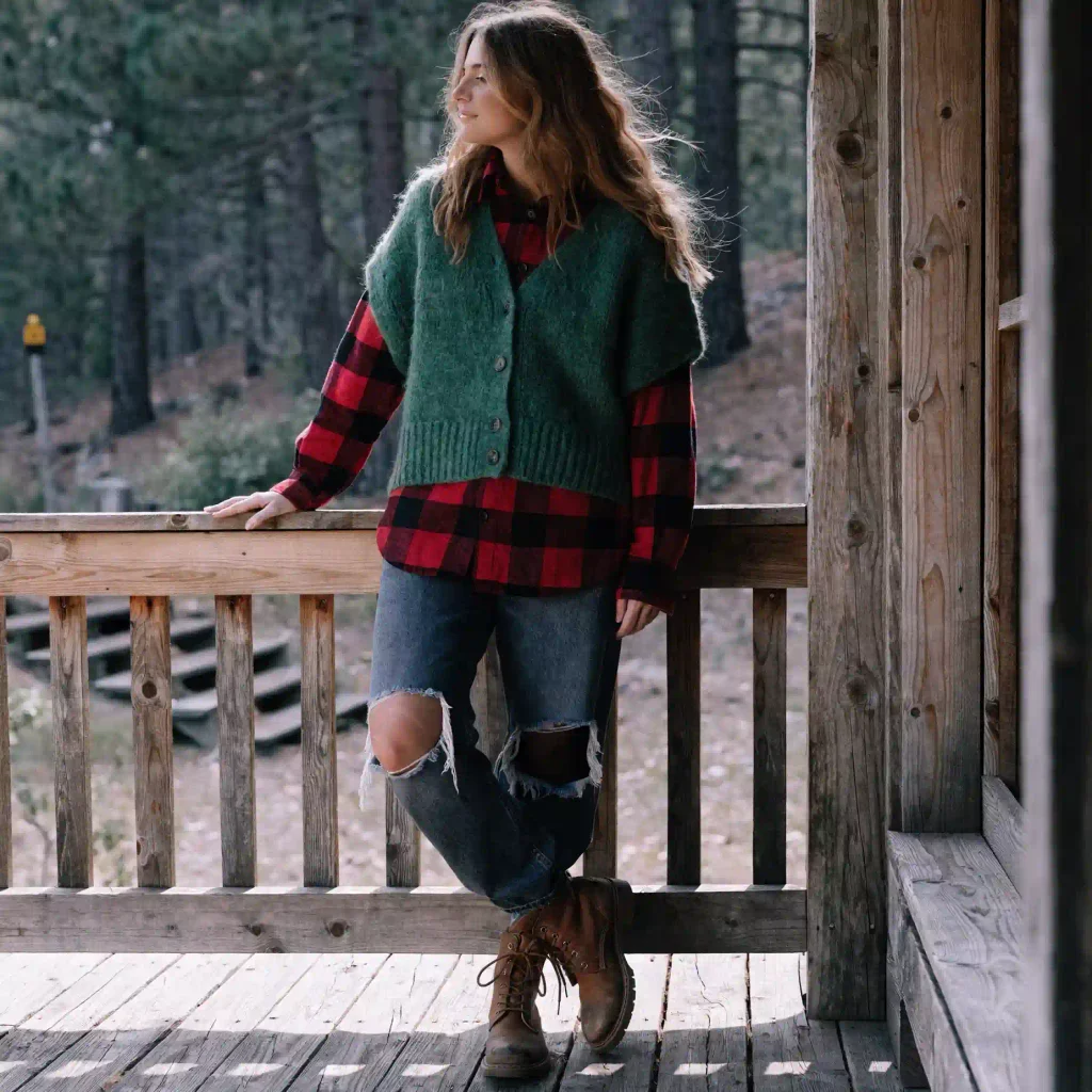 Cardigan layered over an oversized