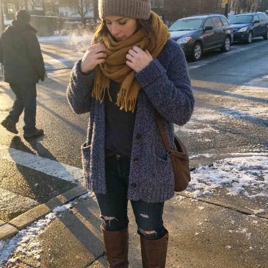Cardigan plus scarf plus