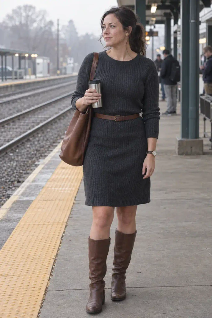 Charcoal sweater dress
