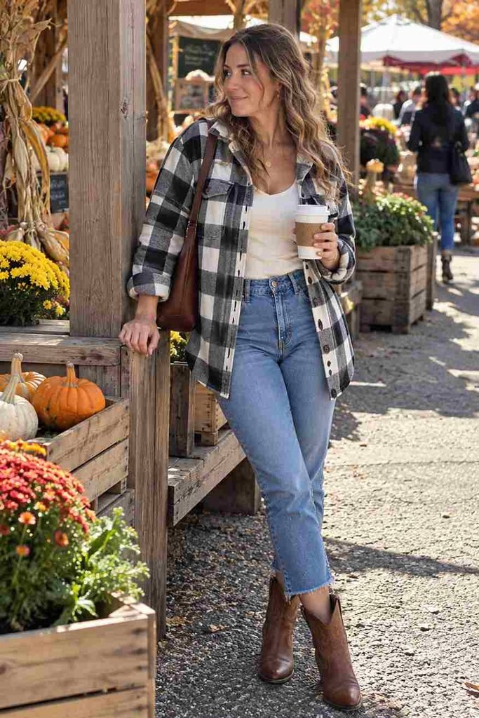 Checkered shacket