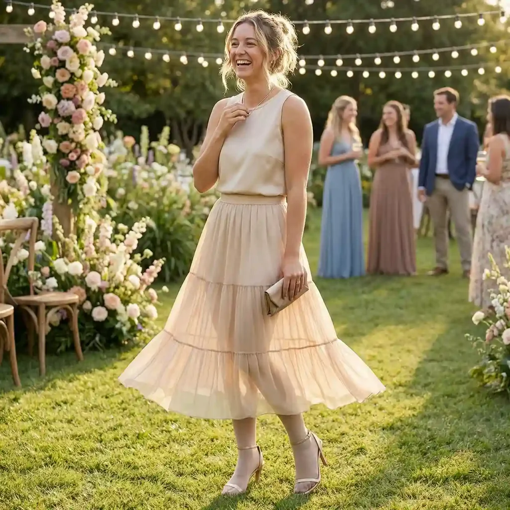 Chiffon tiered skirt