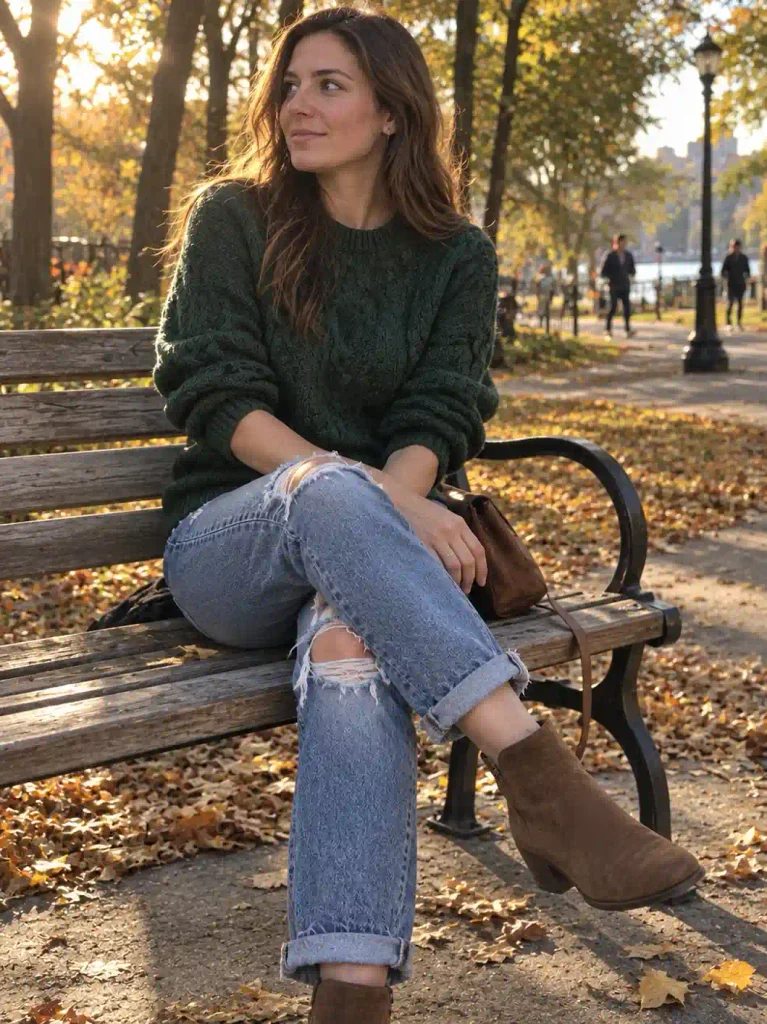 Chunky knit green sweater