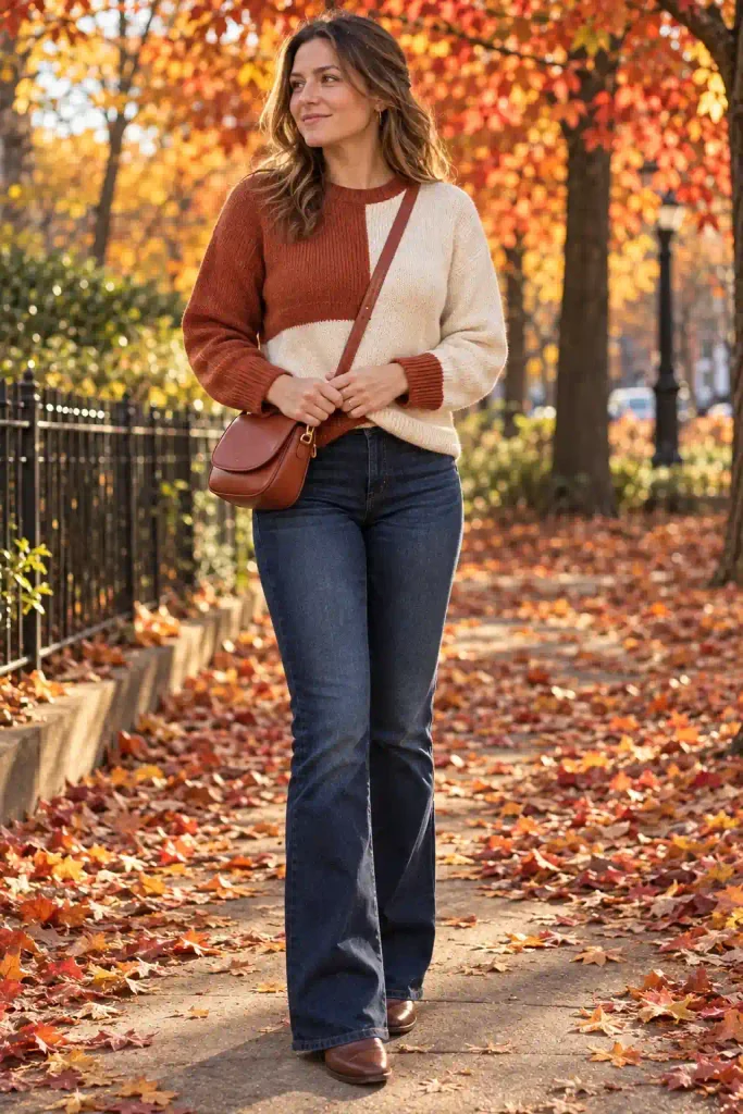 Colorblock sweater with matching