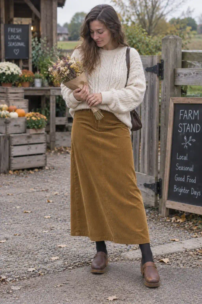 Corduroy maxi skirt