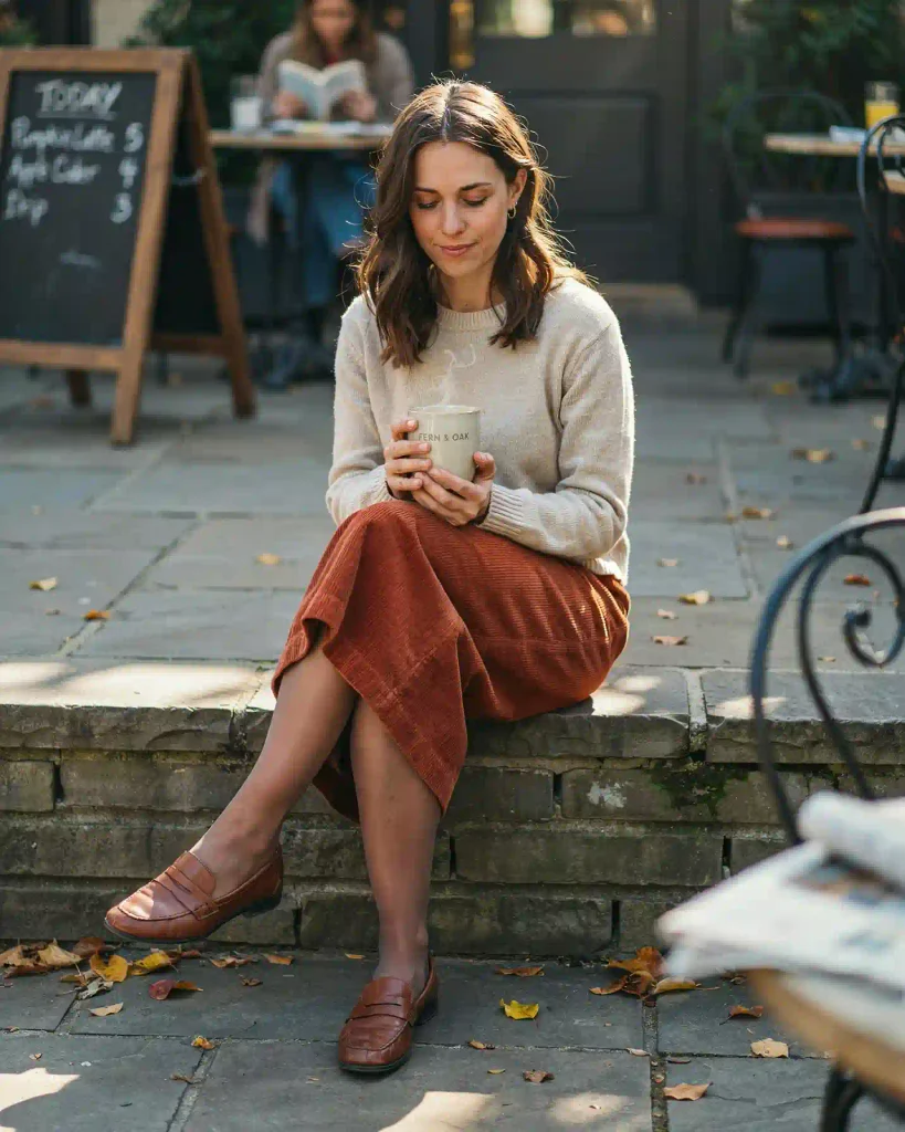 Corduroy skirt with brown