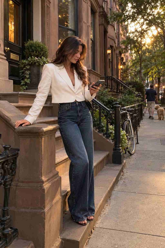 Cropped blazer with high