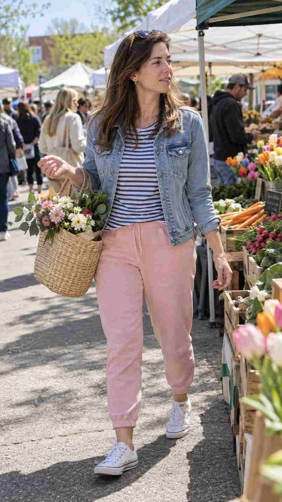 Denim jacket and a striped tee