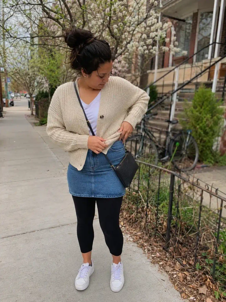Denim mini skirt with