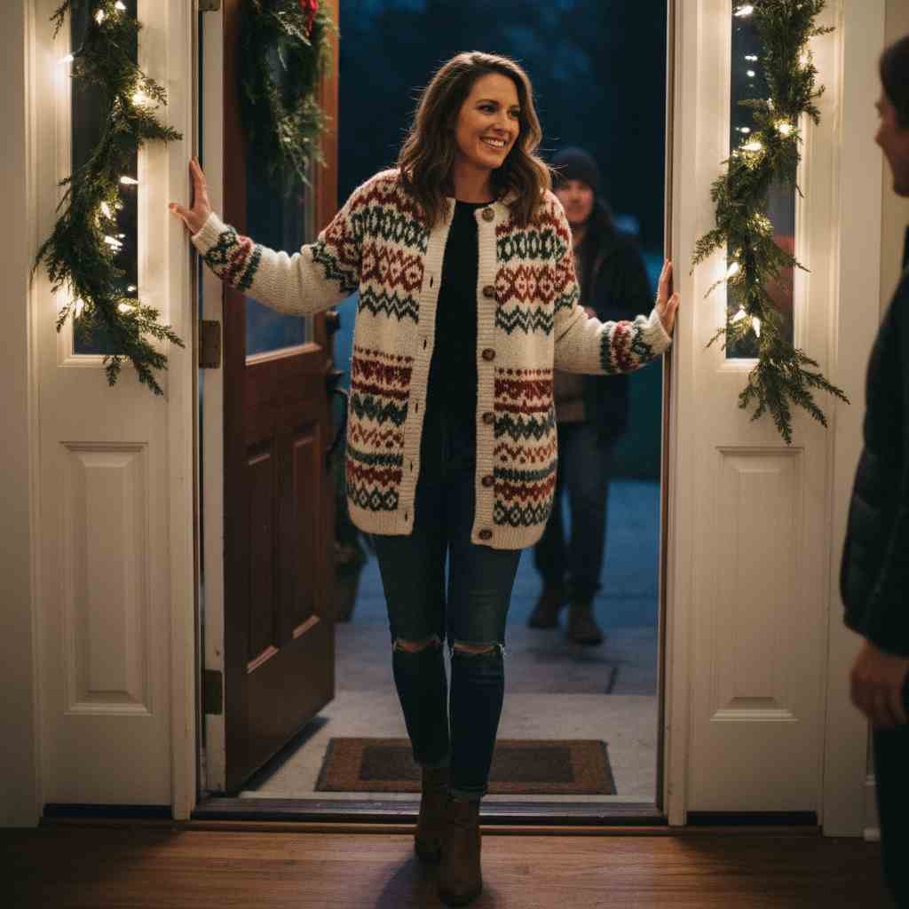 Fair Isle or patterned cardigan