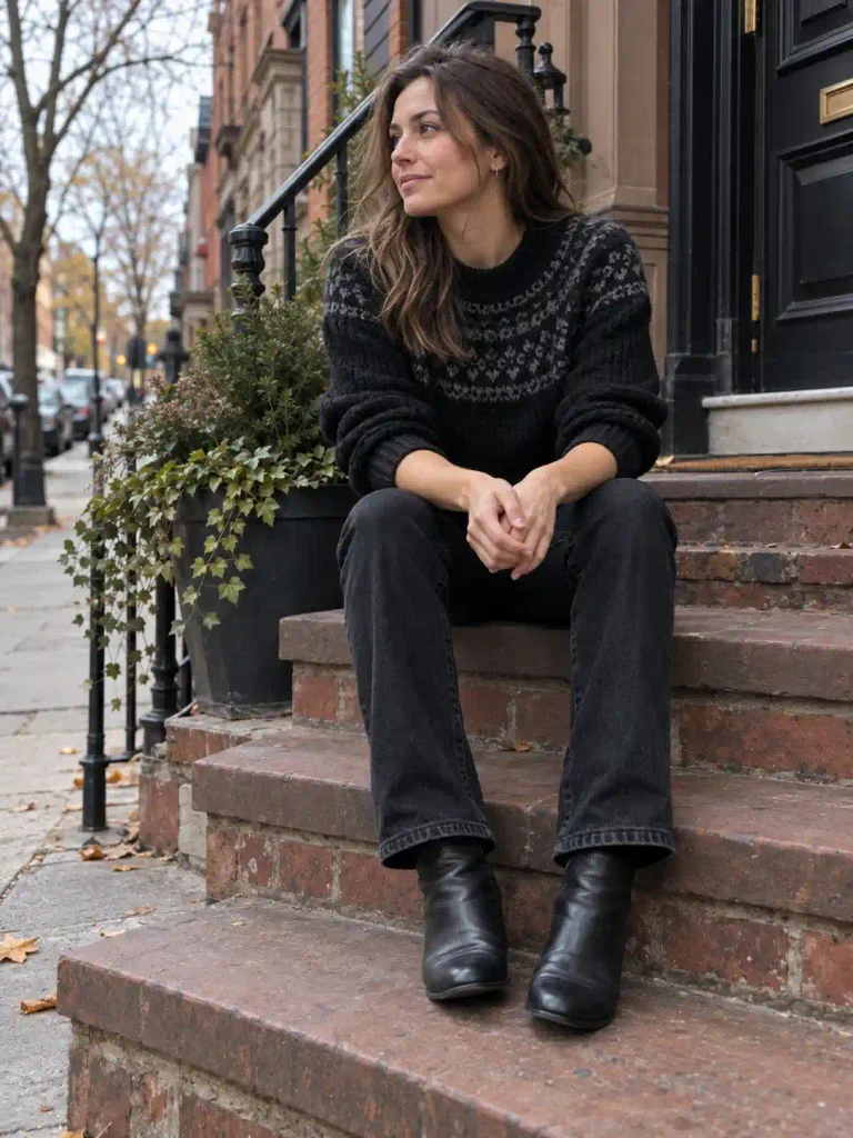 Fair Isle-pattern black