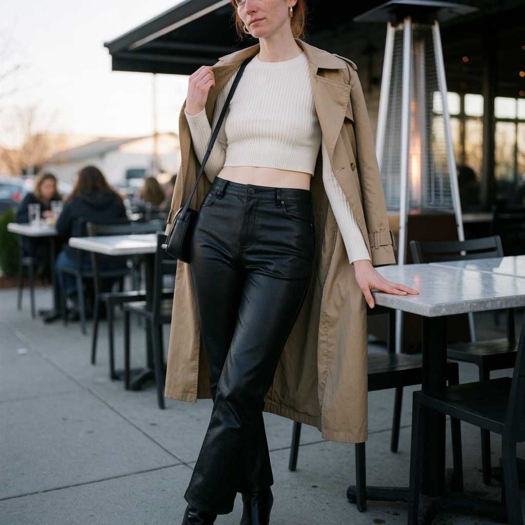 Faux leather pants with