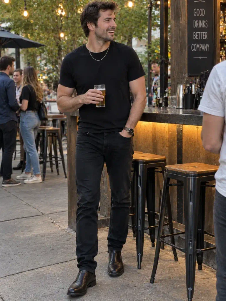 Fitted black tee