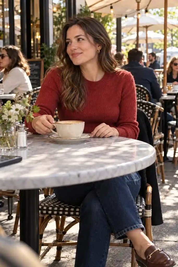 Fitted red sweater