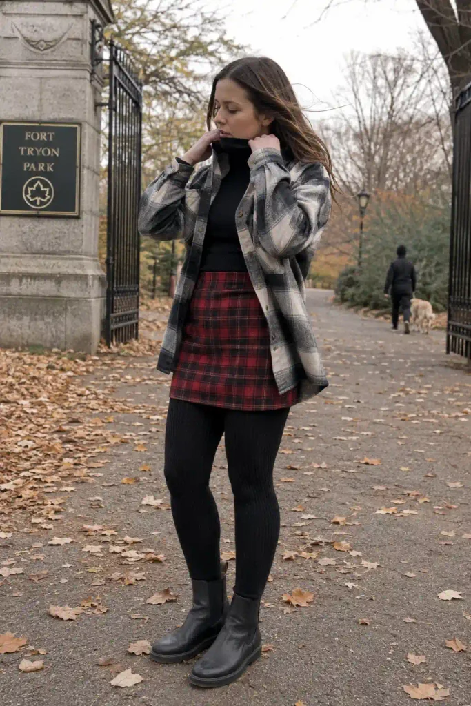 Flannel mini skirt