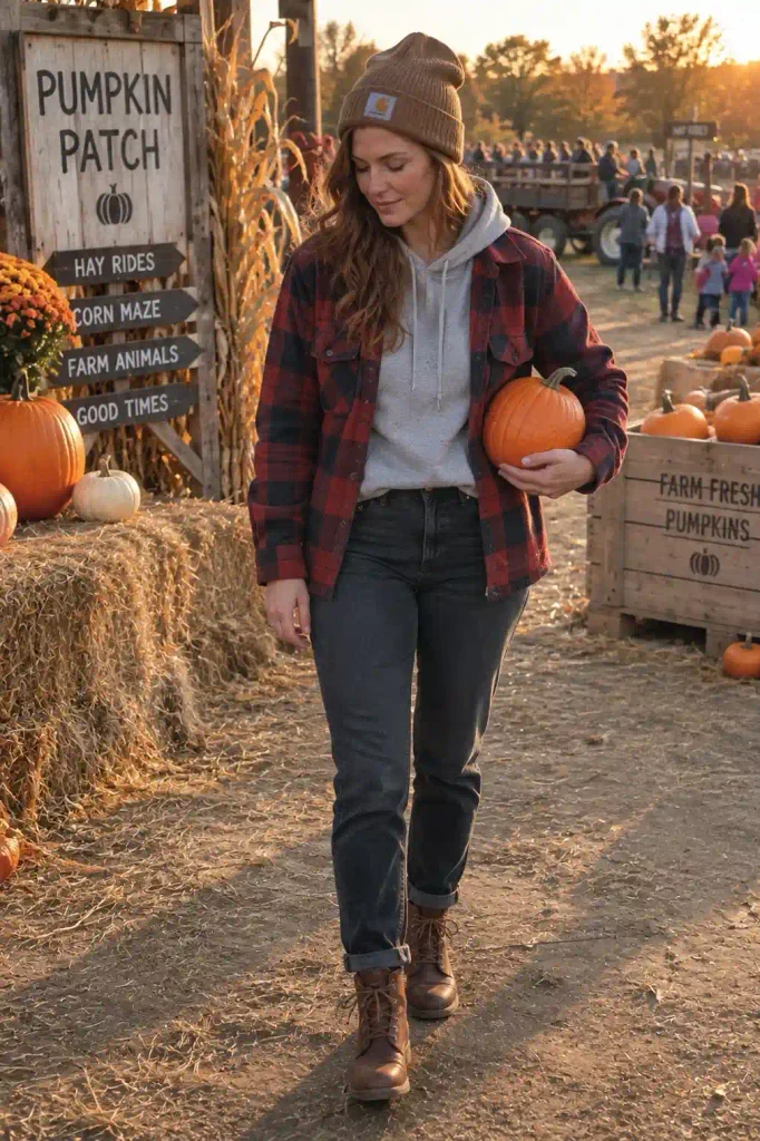 Flannel shacket over a hoodie