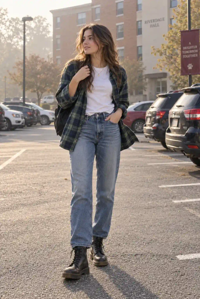 Flannel worn open over