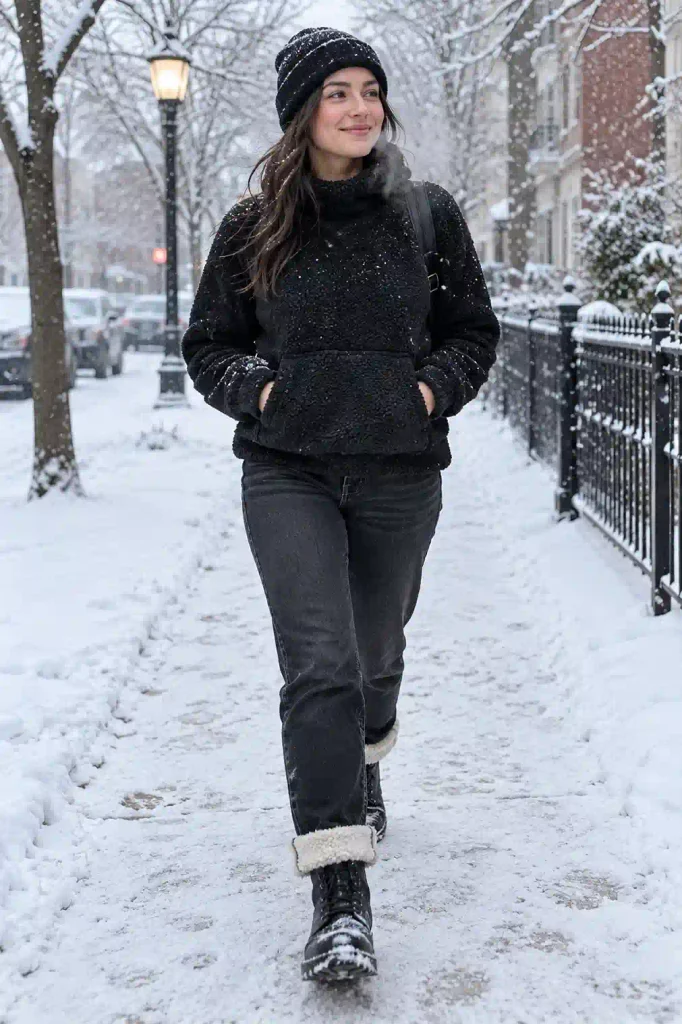 Fleece-lined sweater with