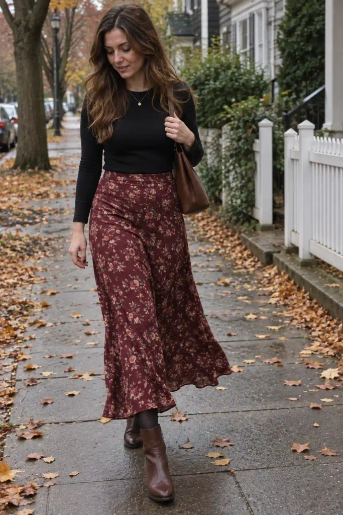 Floral maxi skirt, fitted