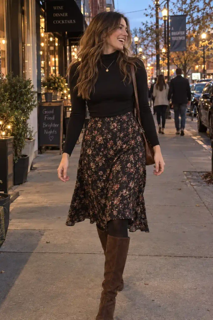 Floral midi skirt