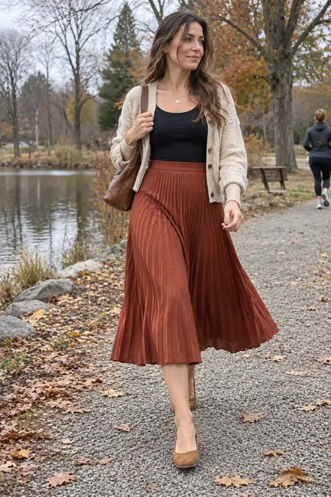 Flowy midi skirt with a bodysuit
