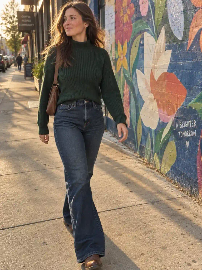 Forest green mock neck with