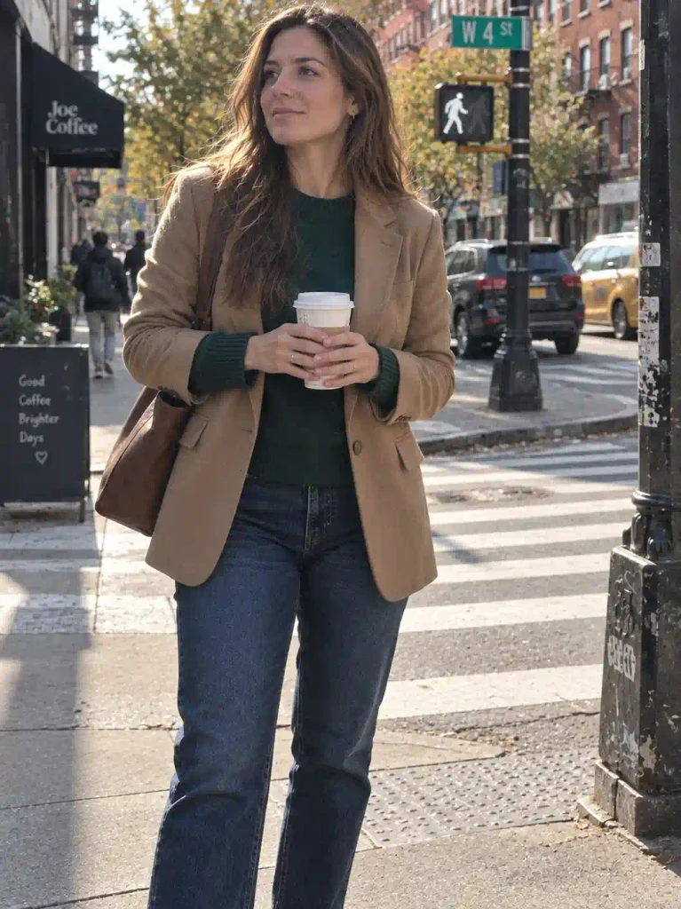Green sweater layered under