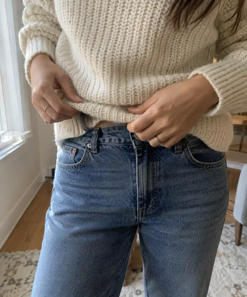 Half-tuck the sweater so