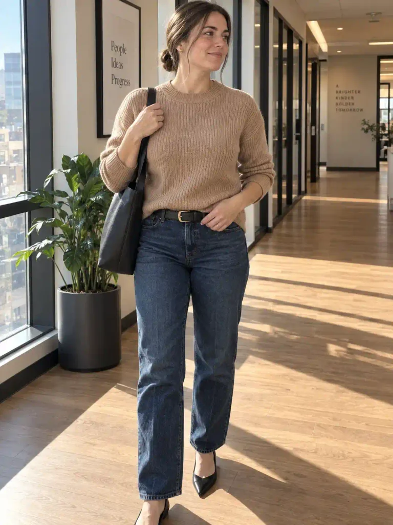 Half-tucked ribbed sweater with