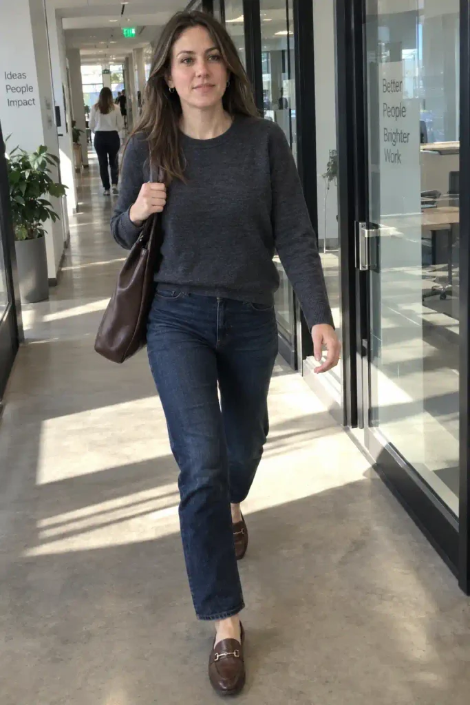 High-waisted jeans