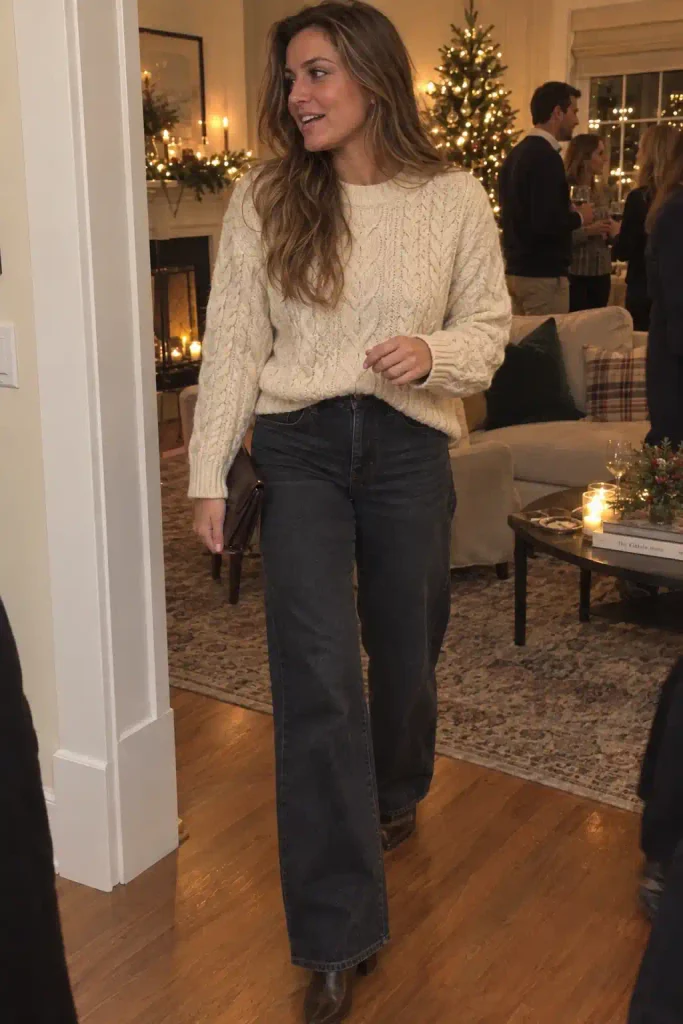High-waisted jeans with a