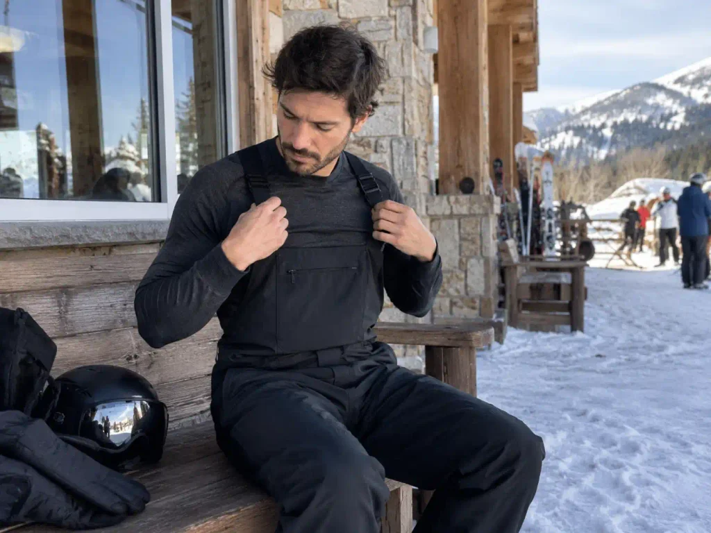 Insulated bibs and a technical jacket
