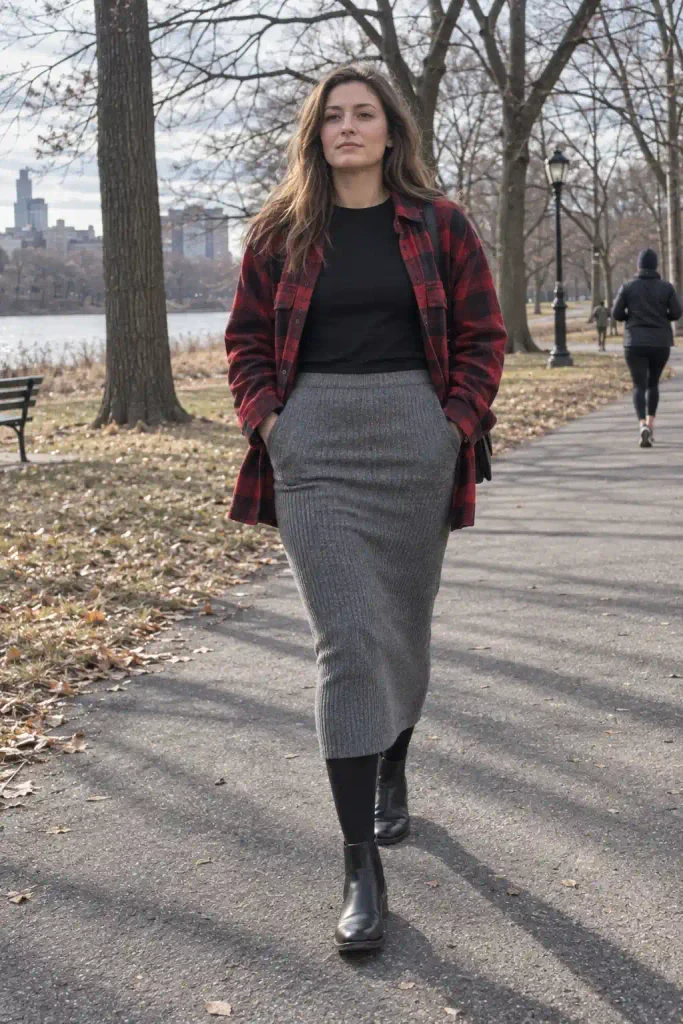 Knit midi skirt