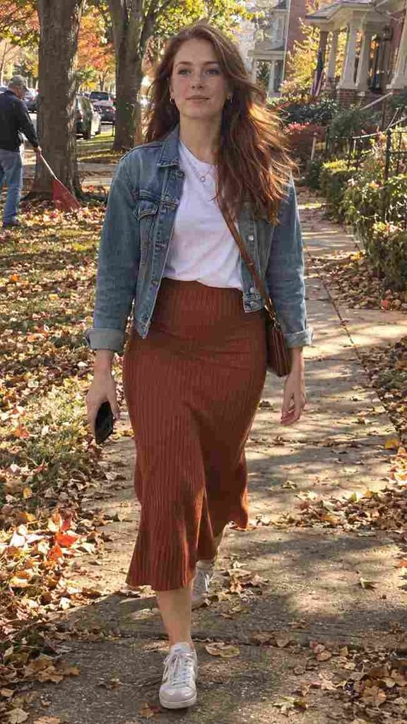 Knit midi skirt with a boxy