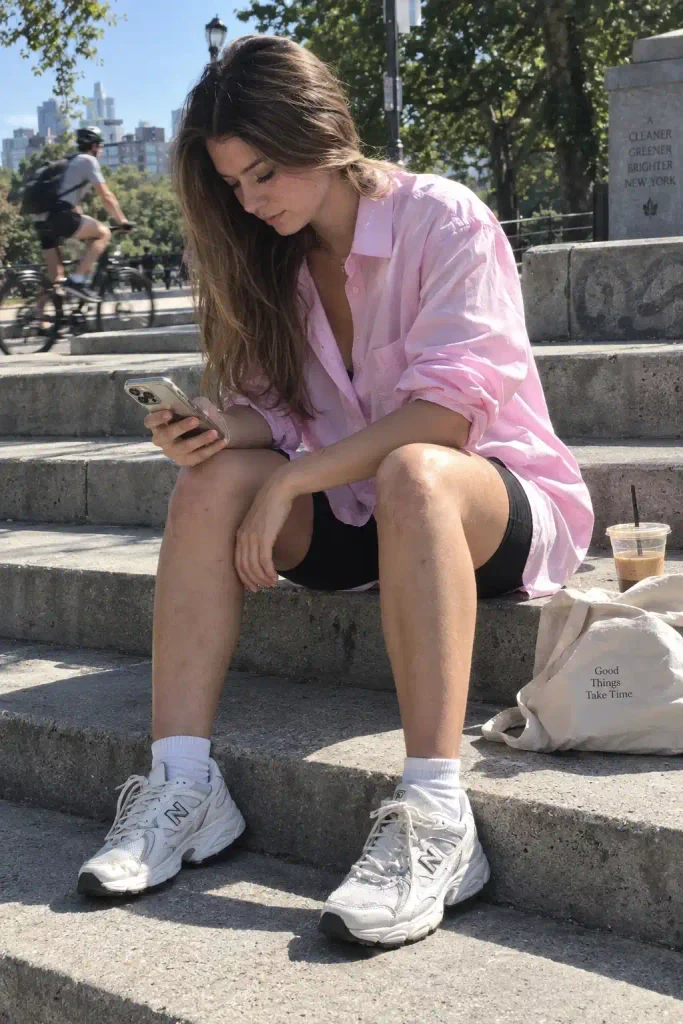 Oversized with bike shorts