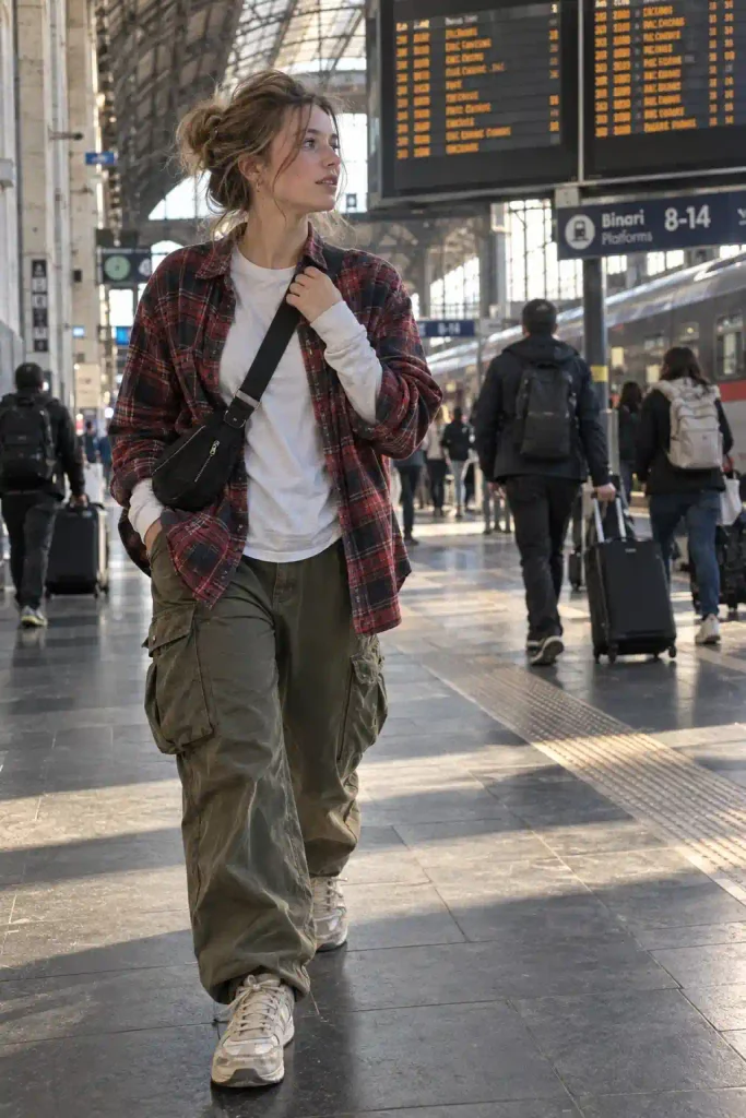 Layered streetwear for city hopping
