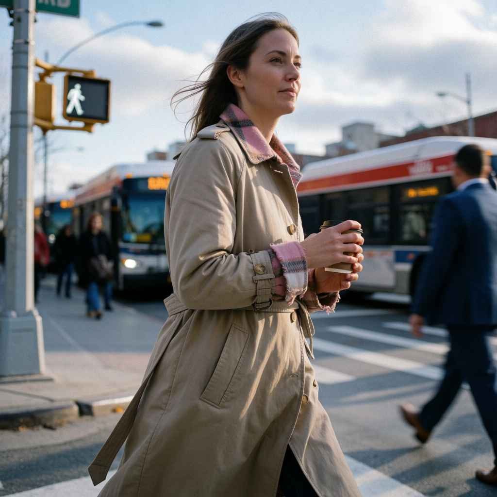 Layered under a trench coat