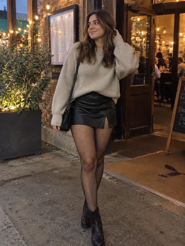 Leather mini skirt