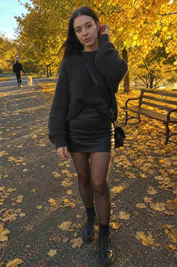 Leather mini skirt