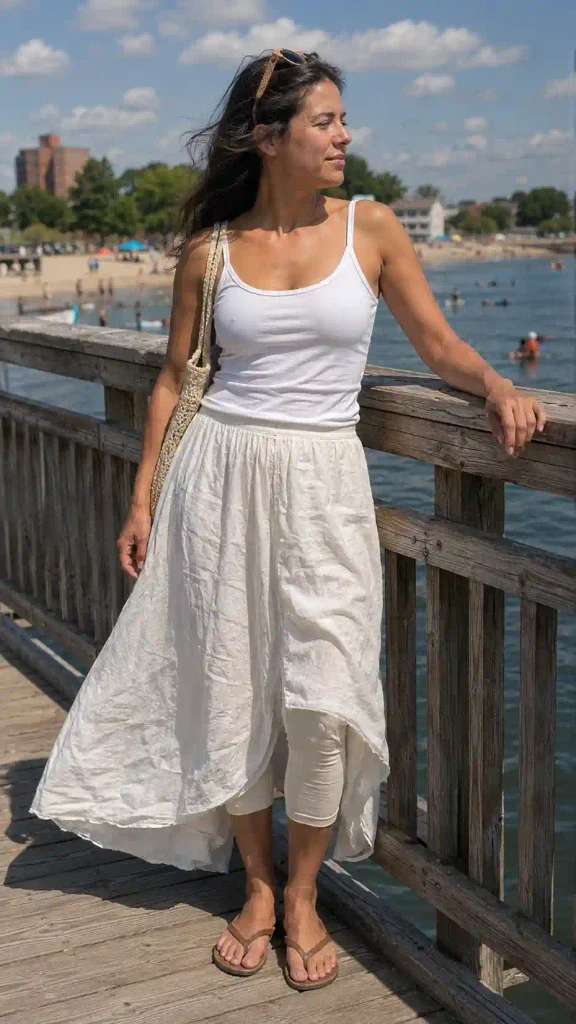 Linen maxi skirt with capri leggings