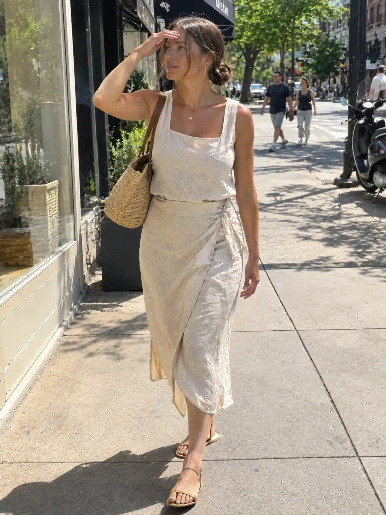 Linen wrap skirt with the lightest