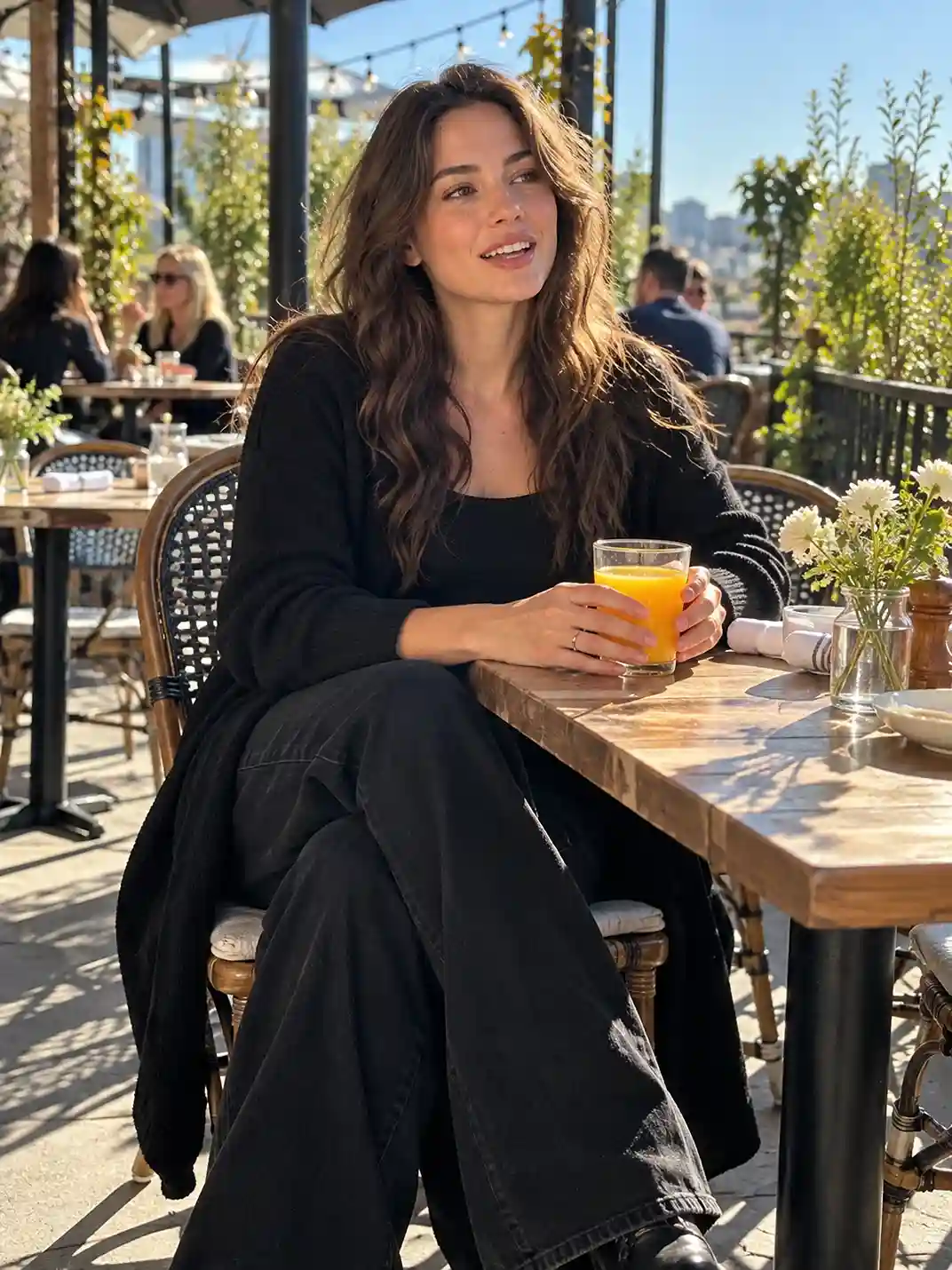 Long cardigan over