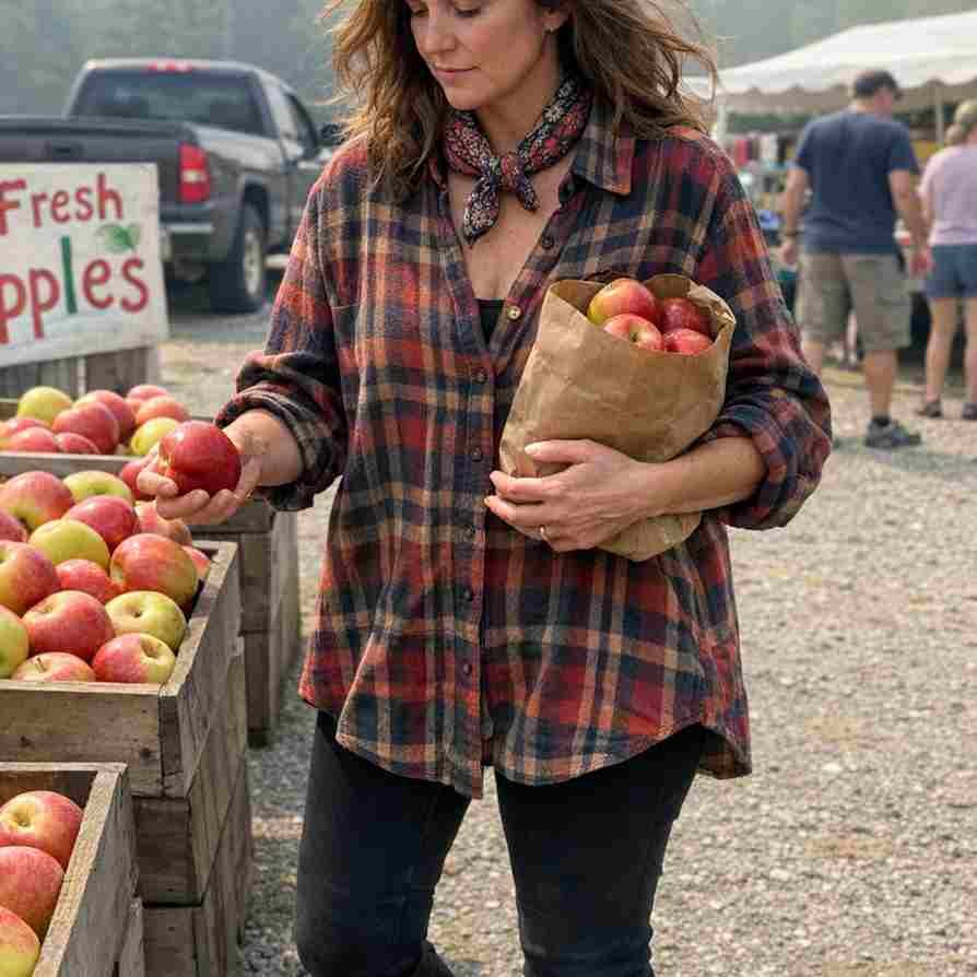 Long flannel worn as a dress