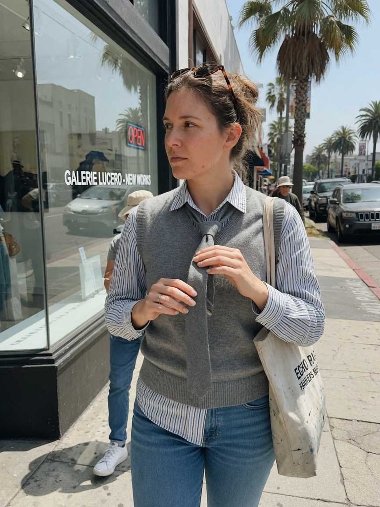 Menswear-inspired shirt and tie