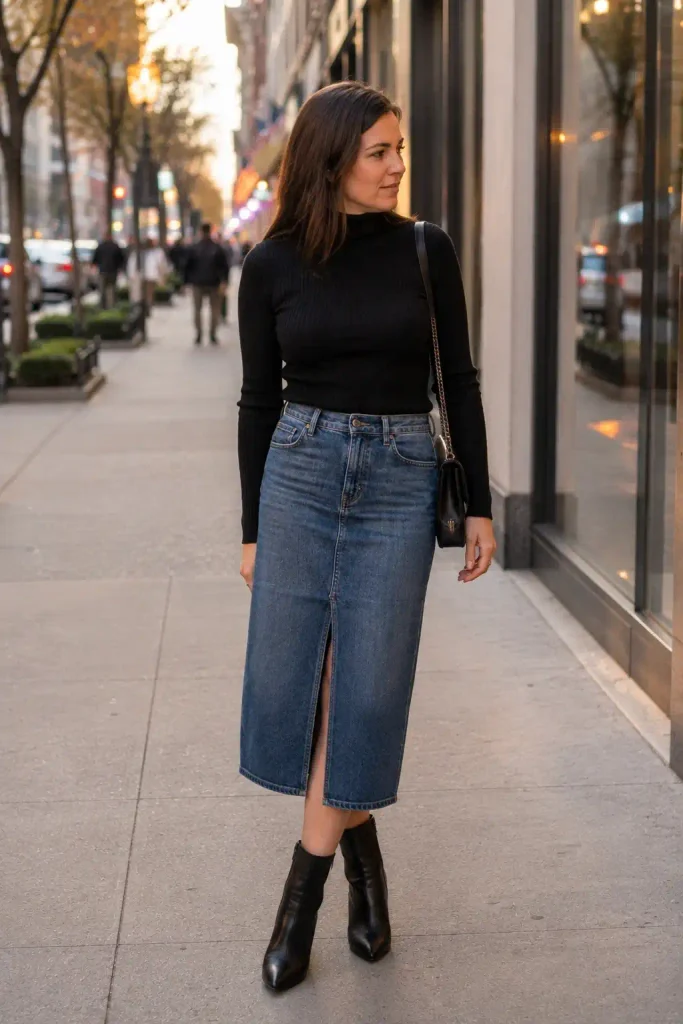 Midi skirt with a fitted turtle